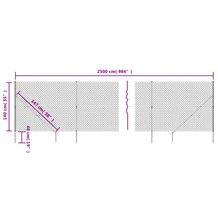 Tinklinė tvora su smaigais, žalios spalvos, 1,4x25m