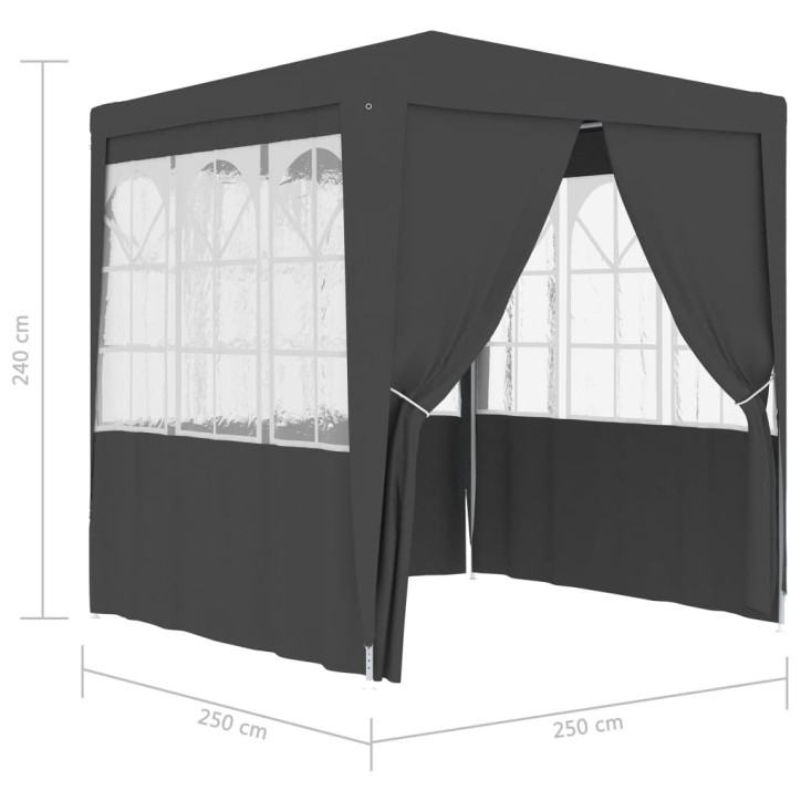 Proginė palapinė sienomis, antracito, 2,5x2,5m, 90g/m²