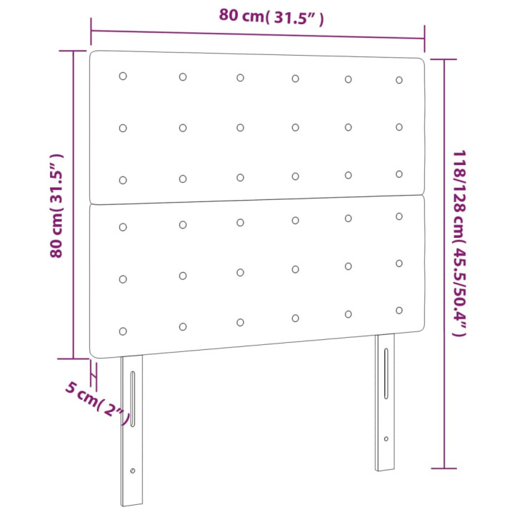 Galvūgalis su LED, juodos spalvos, 80x5x118/128cm, aksomas