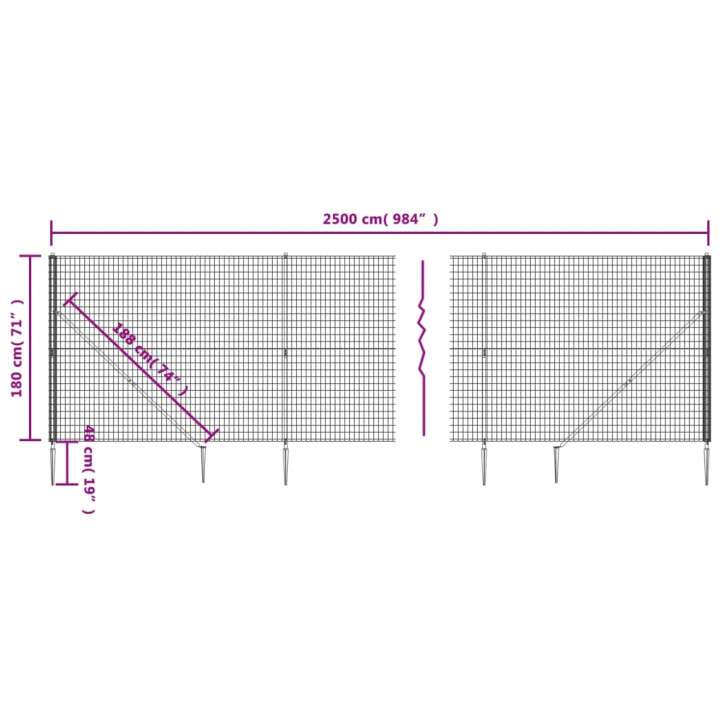 Vielinė tinklinė tvora su smaigais, žalios spalvos, 1,8x25m