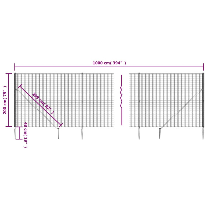 Vielinė tinklinė tvora su smaigais, žalios spalvos, 2x10m