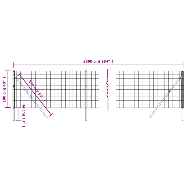 Vielinė tinklinė tvora, žalia, 1x25m, galvanizuotas plienas