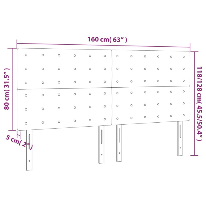 Galvūgalis su LED, tamsiai mėlynas, 160x5x118/128cm, aksomas