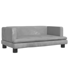 Vaikiška sofa, šviesiai pilkos spalvos, 80x45x30cm, aksomas