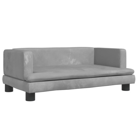 Vaikiška sofa, šviesiai pilkos spalvos, 80x45x30cm, aksomas