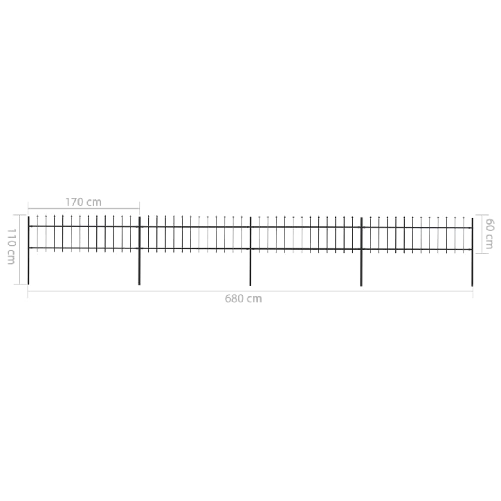 Sodo tvora su iečių viršugal., juoda, 6,8x0,6m, plienas