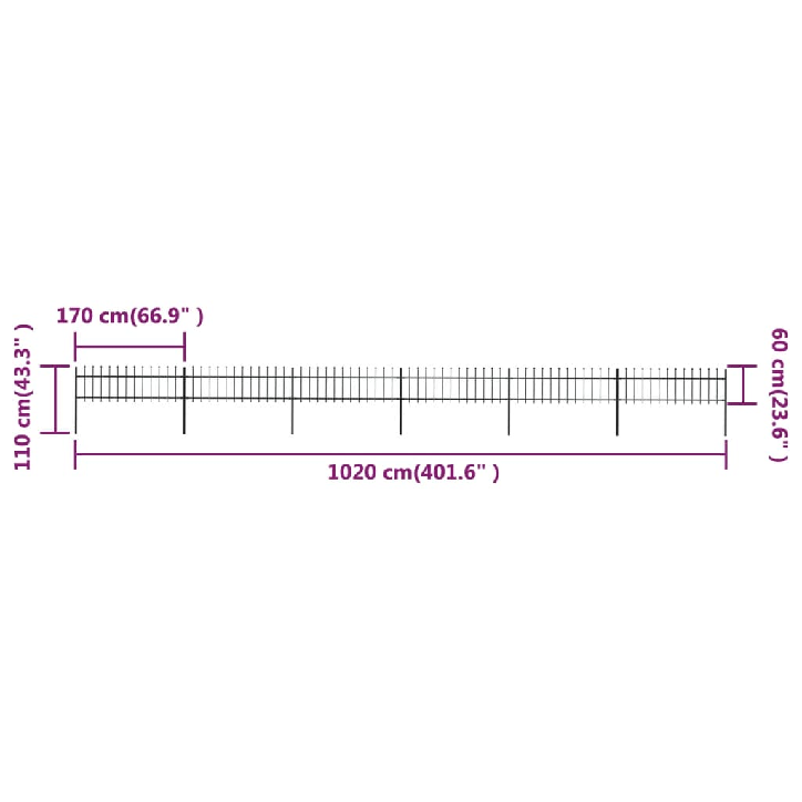 Sodo tvora su iečių viršugal., juoda, 10,2x0,6m, plienas