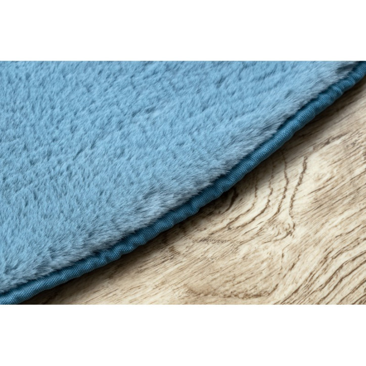 Apvalus mėlynas kailio imitacijos kilimas POSH