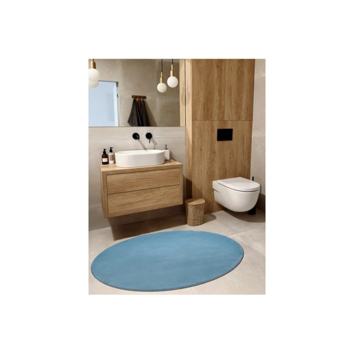 Apvalus mėlynas kailio imitacijos kilimas POSH