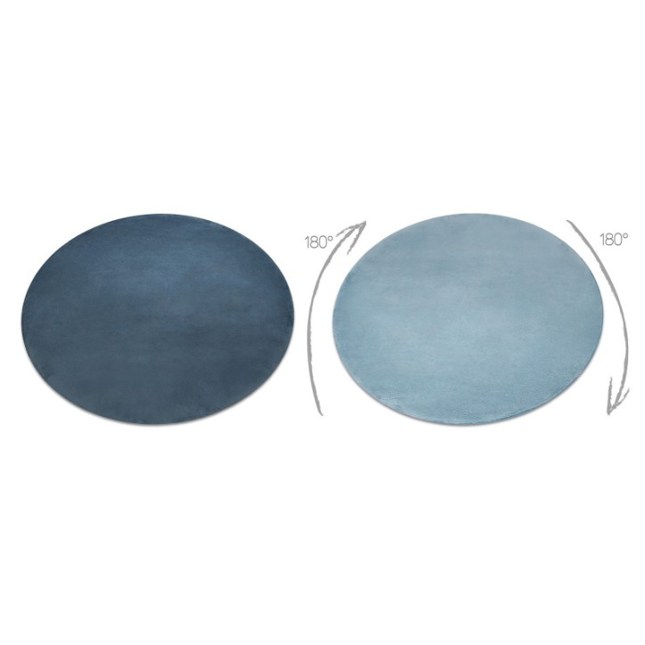 Apvalus mėlynas kailio imitacijos kilimas POSH