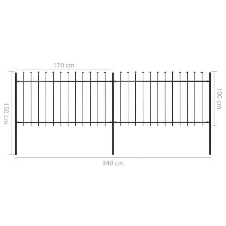 Sodo tvora su iečių viršugal., juoda, 3,4x1m, plienas