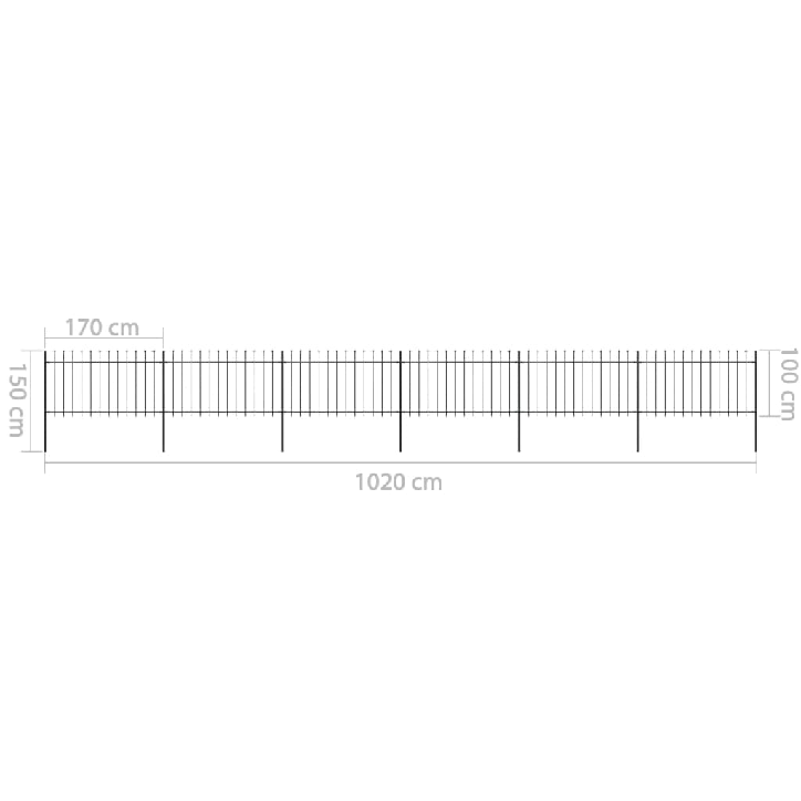 Sodo tvora su iečių viršugal., juoda, 10,2x1m, plienas