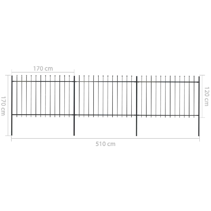 Sodo tvora su iečių viršugal., juoda, 5,1x1,2m, plienas