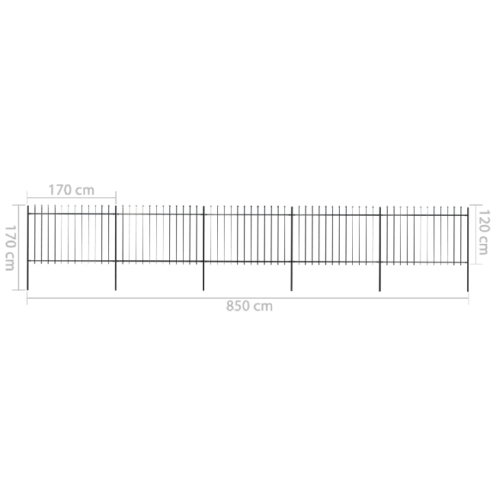 Sodo tvora su iečių viršugal., juoda, 8,5x1,2m, plienas