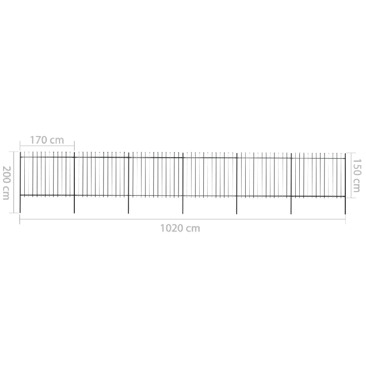 Sodo tvora su iečių viršugal., juoda, 10,2x1,5m, plienas