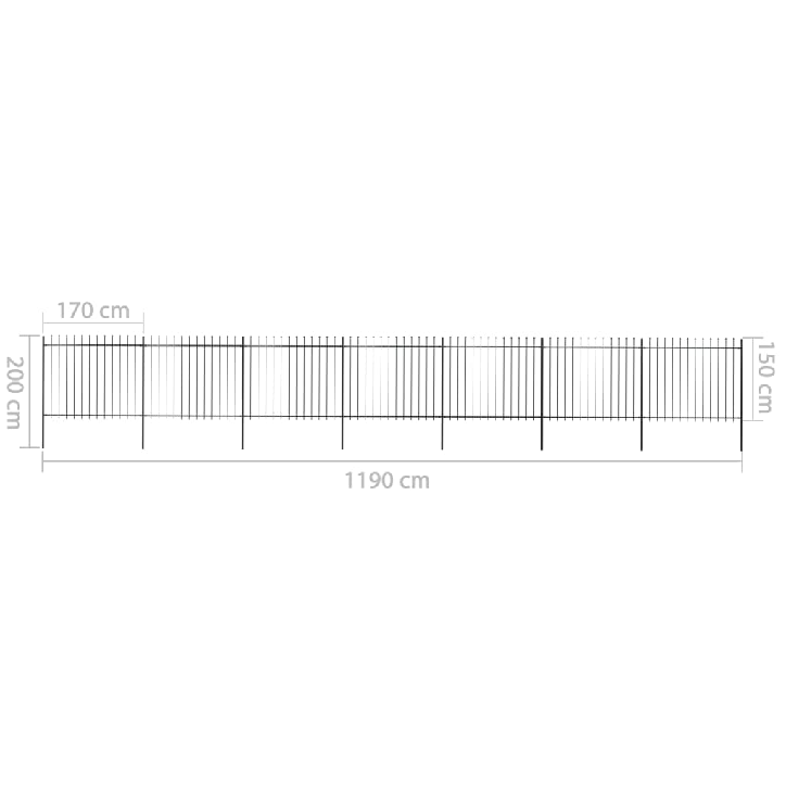 Sodo tvora su iečių viršugal., juoda, 11,9x1,5m, plienas