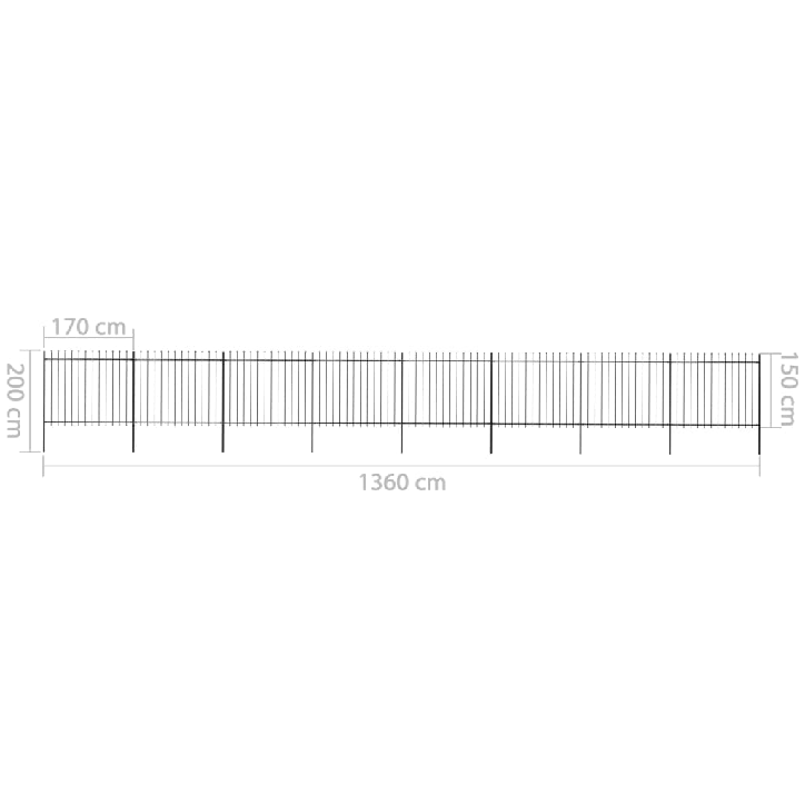 Sodo tvora su iečių viršugal., juoda, 13,6x1,5m, plienas