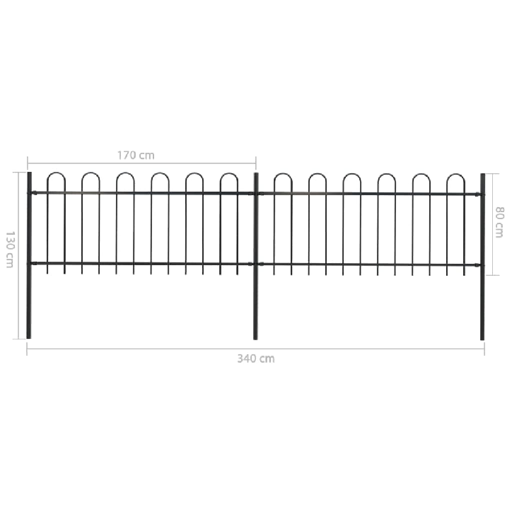 Sodo tvora su apvaliais viršugaliais, juoda, 3,4x0,8 m, plienas