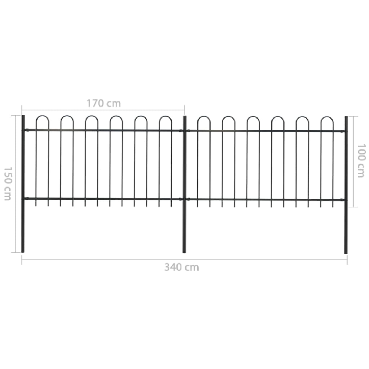 Sodo tvora su apvaliais viršugaliais, juoda, 3,4x1 m, plienas