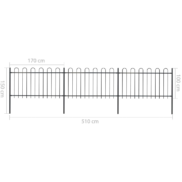 Sodo tvora su apvaliais viršugaliais, juoda, 5,1x1 m, plienas