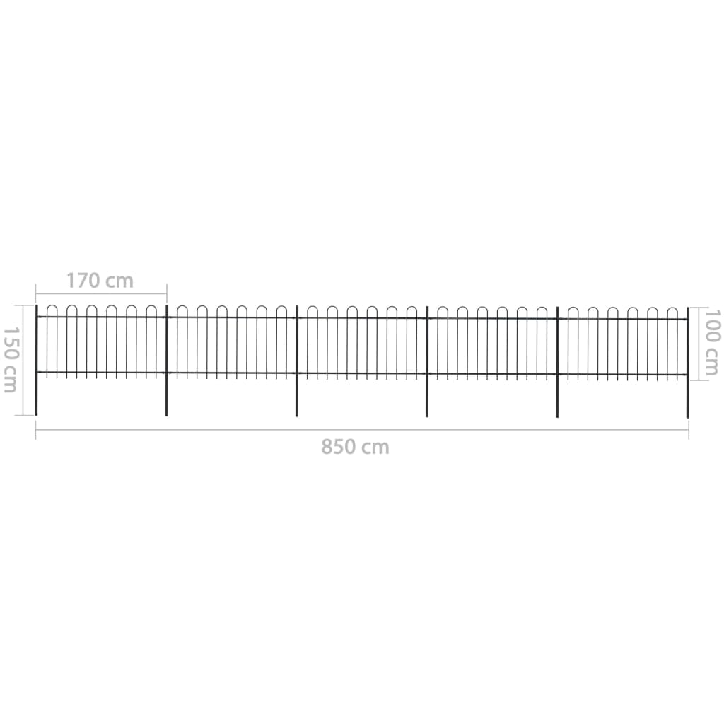 Sodo tvora su apvaliais viršugaliais, juoda, 8,5x1 m, plienas