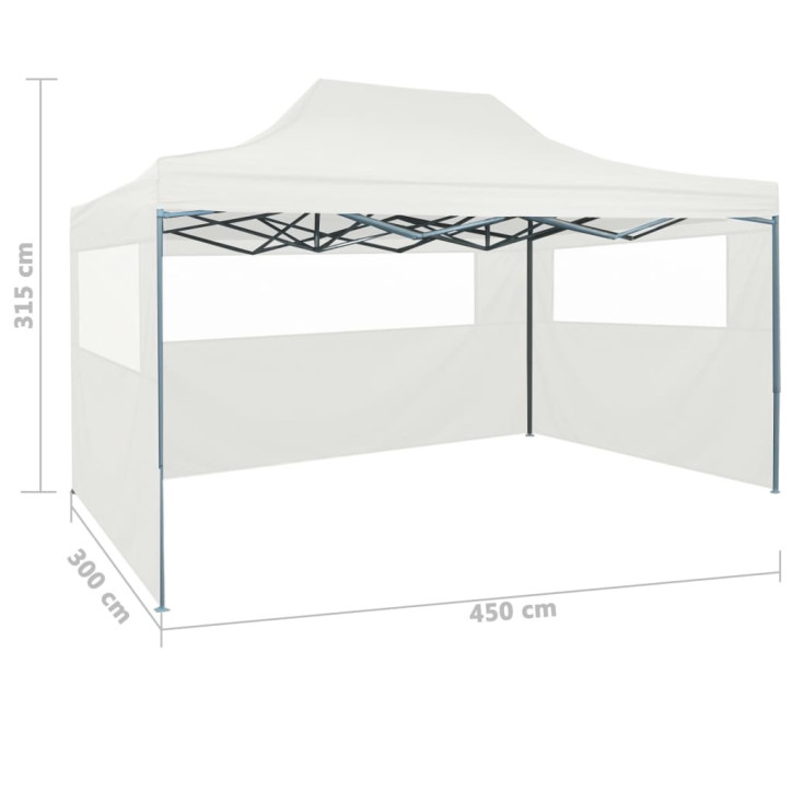 Išskleidžiama proginė palapinė su 3 sienomis, balta, 3x4,5m
