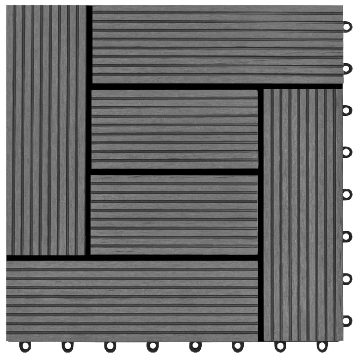 Grindų plytelės, 22 vnt., pilkos sp., 30x30 cm, 2m², WPC