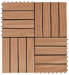Grindų plytelės, 22 vnt., tikmedžio sp., 30x30 cm, 2m², WPC
