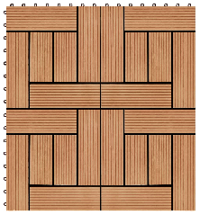 Grindų plytelės, 22 vnt., tikmedžio sp., 30x30 cm, 2m², WPC