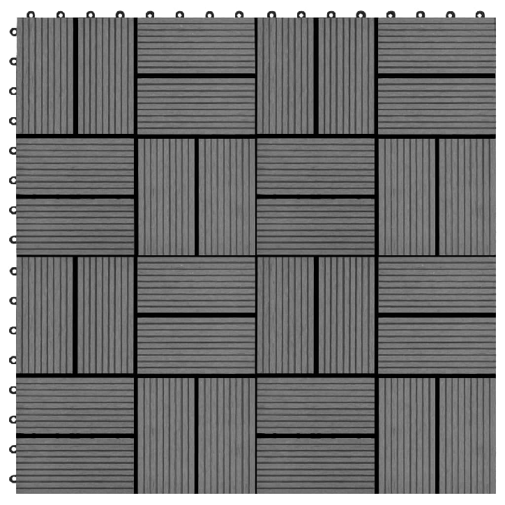 Grindų plytelės, 22 vnt., pilkos sp., 30x30 cm, 2m², WPC