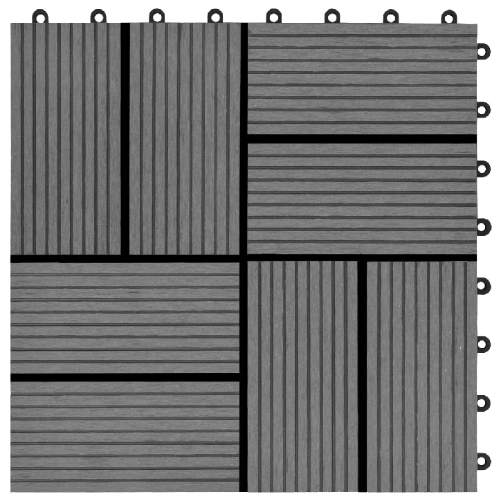 Grindų plytelės, 22 vnt., pilkos sp., 30x30 cm, 2m², WPC