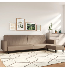 Dvivietė sofa-lova su pakoja, kapučino spalvos, dirbtinė oda