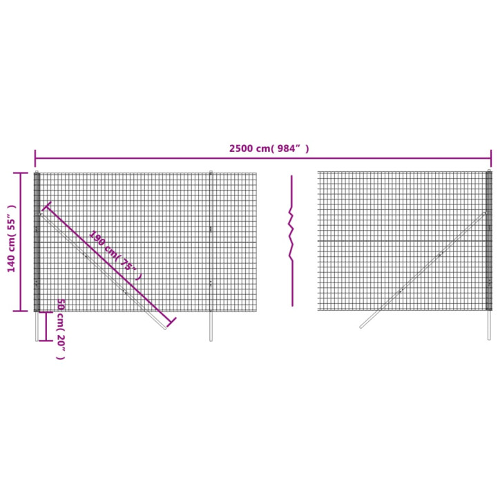 Vielinė tinklinė tvora, antracito, 1,4x25m, plienas