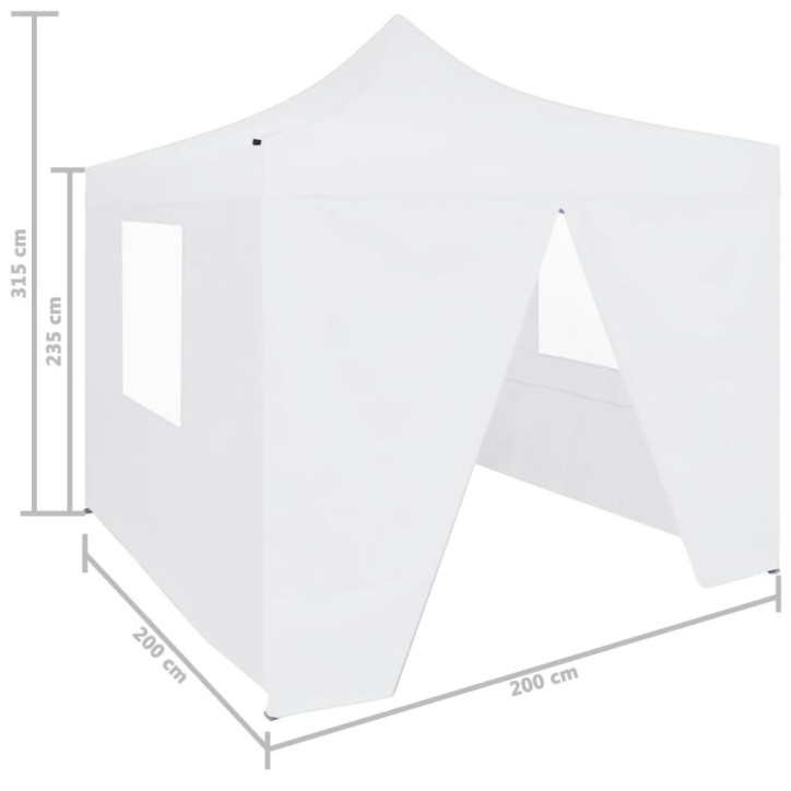 Sulankstoma palapinė su 4 sienomis, balta, 2x2m, plienas