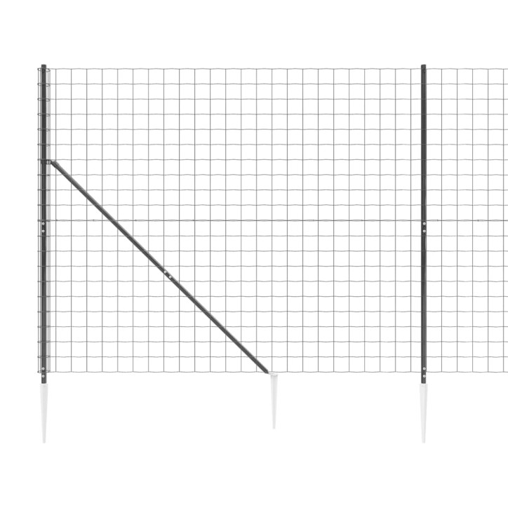 Vielinė tinklinė tvora su smaigais, antracito spalvos, 1,6x25m