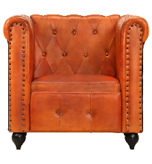 Chesterfield krėslas, gelsvai rudos spalvos, tikra oda