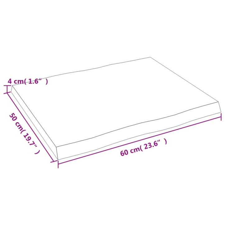 Stalviršis, 60x50x4 cm, ąžuolo medienos masyvas, su gyvu kraštu