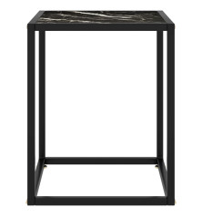 Kavos staliukas su juodo marmuro stiklu, juodas, 40x40x50cm