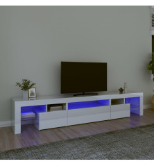 TV spintelė su LED apšvietimu, balta, 215x36,5x40cm, blizgi