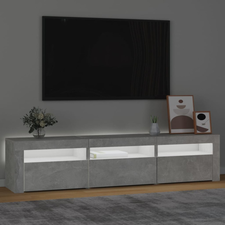 TV spintelė su LED apšvietimu, betono pilka, 180x35x40cm