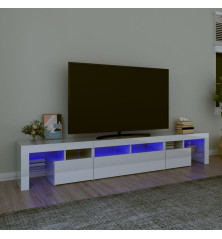 TV spintelė su LED apšvietimu, balta, 230x36,5x40cm, blizgi