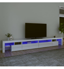 TV spintelė su LED apšvietimu, balta, 290x36,5x40cm, blizgi