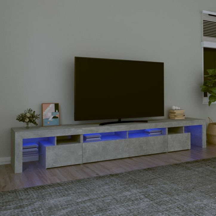 TV spintelė su LED apšvietimu, betono pilka, 260x36,5x40cm