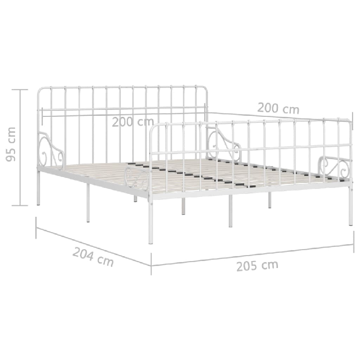 Lovos rėmas su grotelių pagrindu, baltas, 200x200cm, metalas