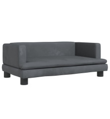 Vaikiška sofa, tamsiai pilkos spalvos, 80x45x30cm, aksomas