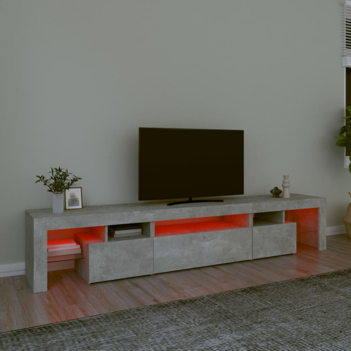 TV spintelė su LED apšvietimu, betono pilka, 215x36,5x40cm