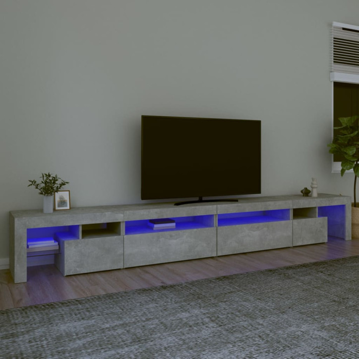 TV spintelė su LED apšvietimu, betono pilka, 290x36,5x40cm