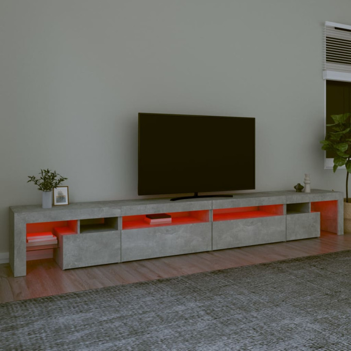 TV spintelė su LED apšvietimu, betono pilka, 290x36,5x40cm