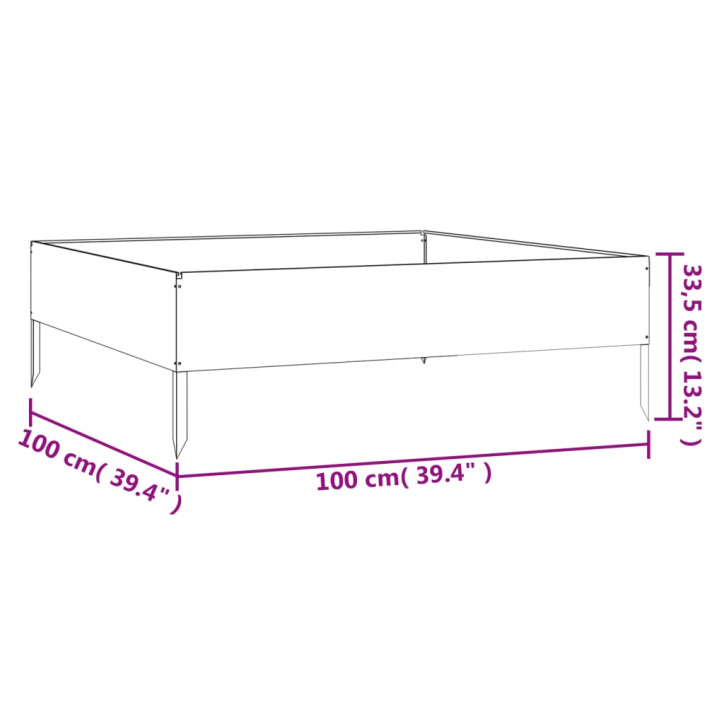 Aukštas sodo lovelis, 100x100x33,5cm, Corten plienas