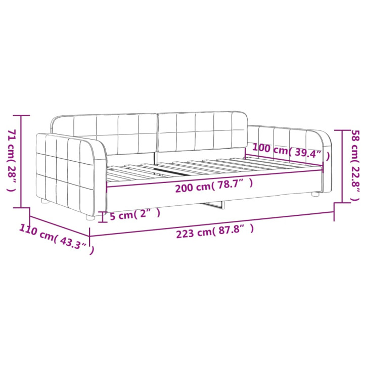 Sofa, juodos spalvos, 100x200cm, aksomas